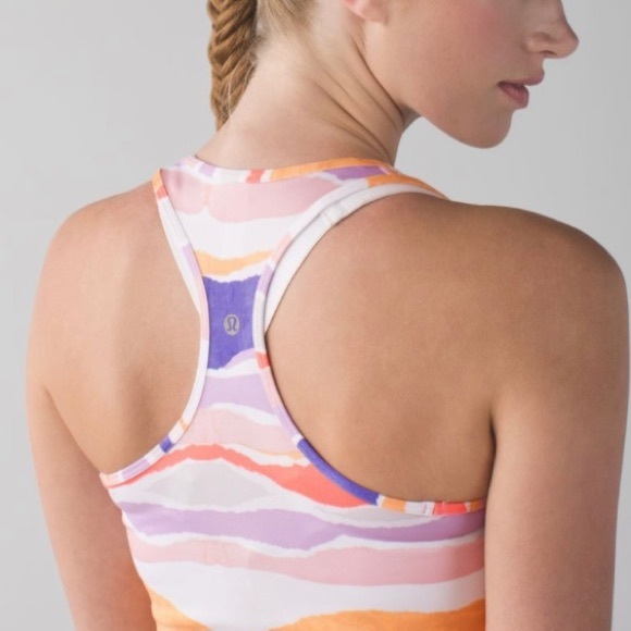LULULEMON CRB Cool Racerback Beacher Stripe White Iris Flower Tank Size 6 - Picture 4 of 12